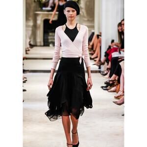 Ralph Lauren Collection Purple Label 100% Silk Flowy Layered Black Skirt Runway